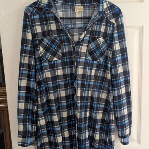 Passport Navy and White Checkered Button Down Shirt